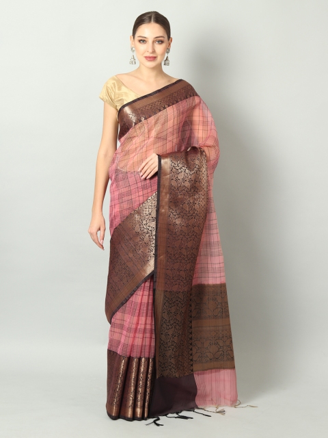 

EthnicRoom Pink & Black Organza Woven Design Banarasi Saree