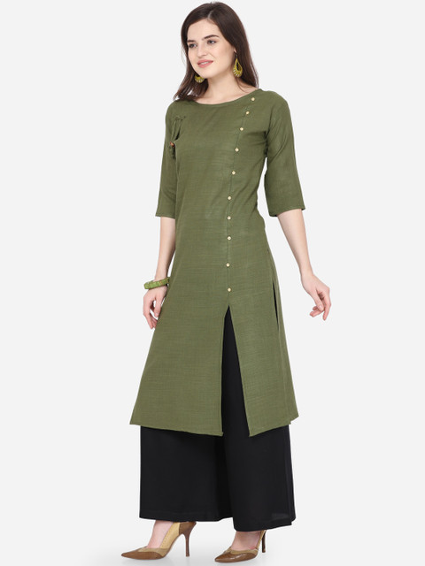 

Silk Bazar Women Green & Black Solid Kurta with Palazzos