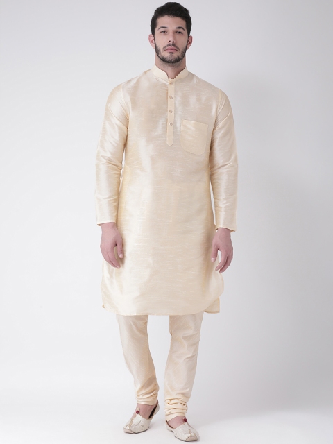 

SG LEMAN Men Cream-Coloured Solid Kurta with Churidar