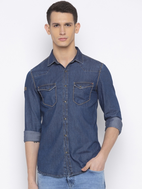 

SPYKAR Men Blue Slim Fit Faded Casual Denim Shirt