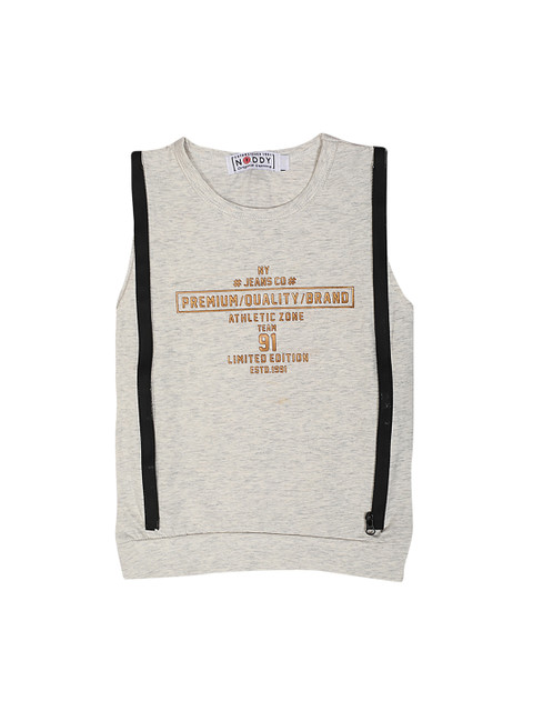 

Noddy Boys Grey Melange Printed Round Neck T-shirt