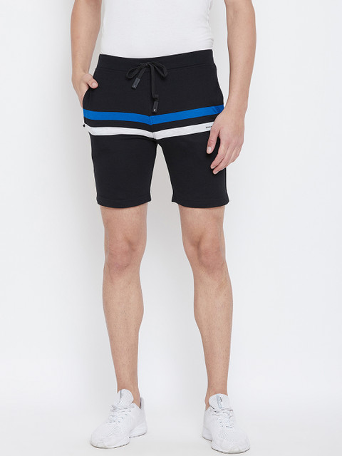 

Okane Men Black Striped Slim Fit Regular Shorts