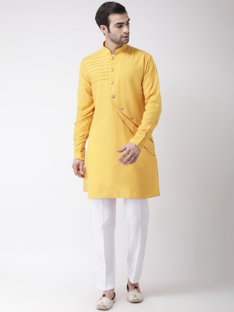 

SG LEMAN Men Yellow & White Solid Kurta with Trousers
