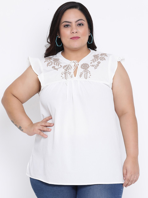

Oxolloxo Women White Embroidered Top