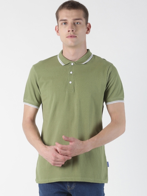 

Blue Saint Men Olive Green Solid Polo Collar T-shirt