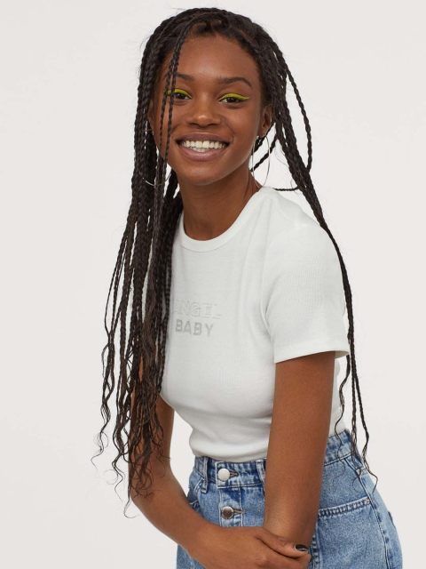 

H&M Women White Solid Short T-shirt