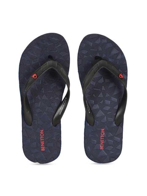 

United Colors of Benetton Men Navy Blue Printed Thong Flip-Flops