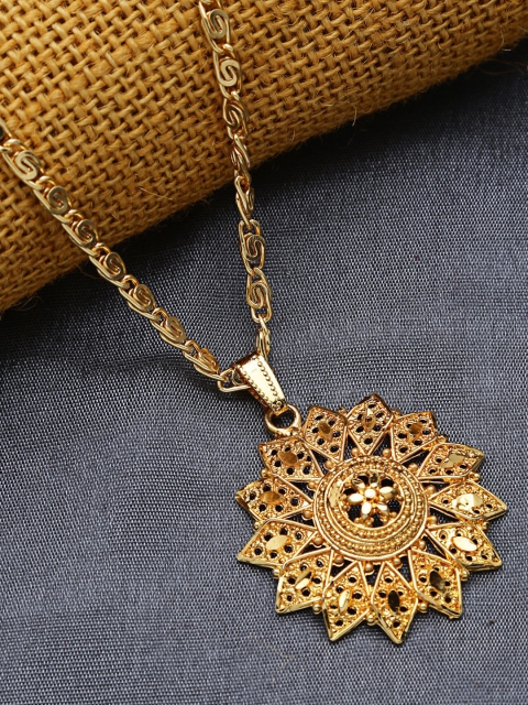 

ZeroKaata Gold-Plated Floral Handcrafted Pendant with Chain