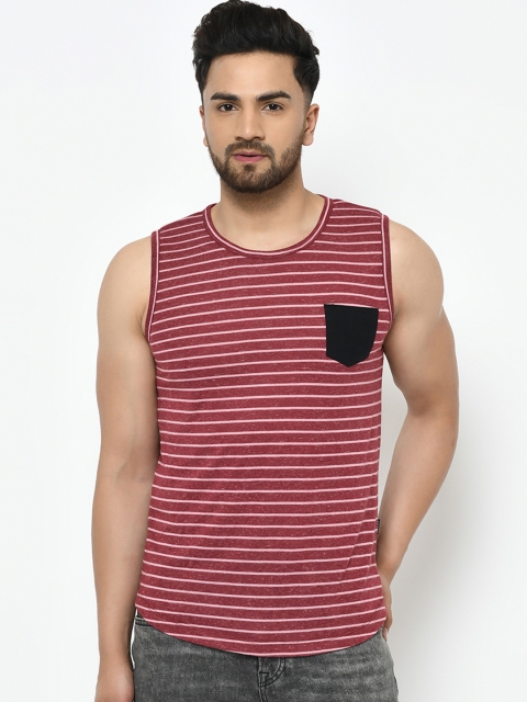 

Rigo Men Maroon & White Striped T-Shirt Vest