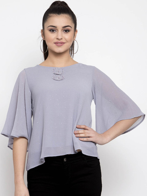 

Global Republic Women Grey Embellished A-Line Top