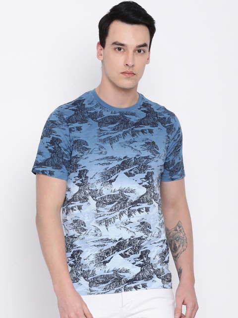 

Monte Carlo Men Blue & White Printed Round Neck T-shirt