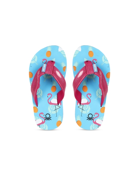

United Colors of Benetton Boys Blue & Pink Printed Thong Flip-Flops