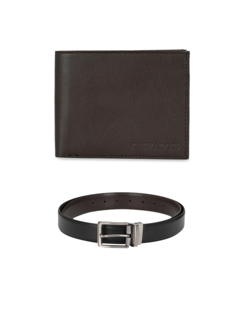 

Calvadoss Men Black & Brown Premium Belt & Wallet Gift Set