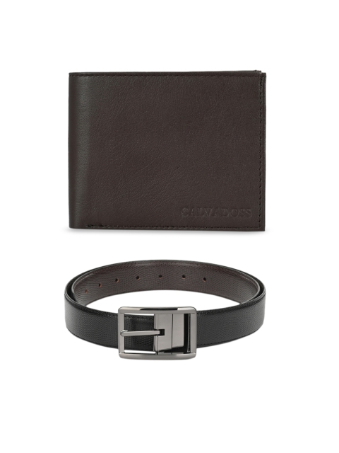 

Calvadoss Men Black & Brown Premium Belt & Wallet Set