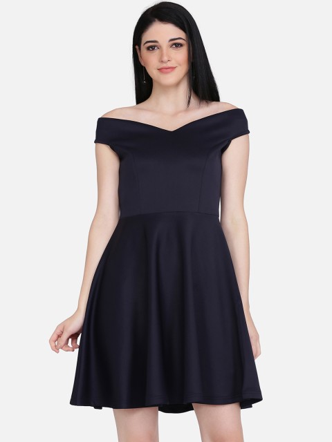 

Eavan Women Navy Blue Solid Fit and Flare Dress