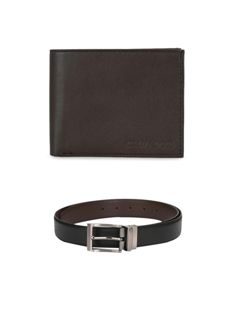 

Calvadoss Men Black & Brown Premium Belt and Wallet Accessory Gift Set