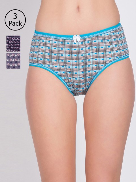 

Lady Lyka Women Pack Of 3 Printed Hipster Briefs CATER-PILAR-HYBRIDS-1, Navy blue