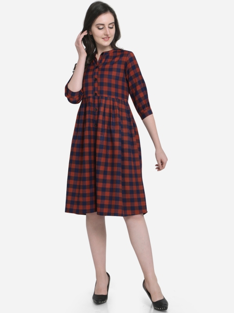 

Smarty Pants Women Brown Checked A-Line Dress