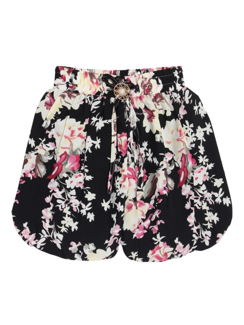 

SWEET ANGEL Girls Black & Off-White Printed Loose Fit Hot Pants