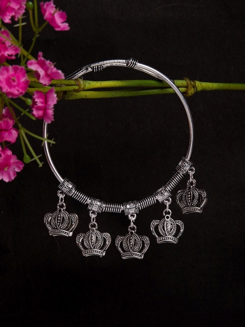 

ZeroKaata Women German Silver Silver-Plated Oxidised Charm Bracelet