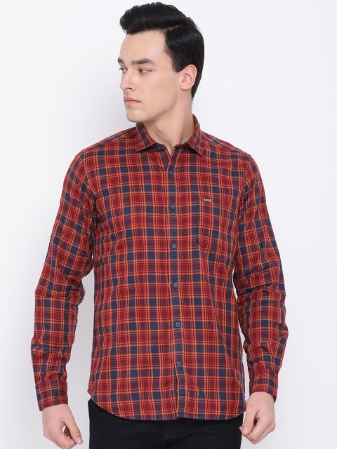 

Monte Carlo Men Red & Blue Regular Fit Checked Casual Shirt