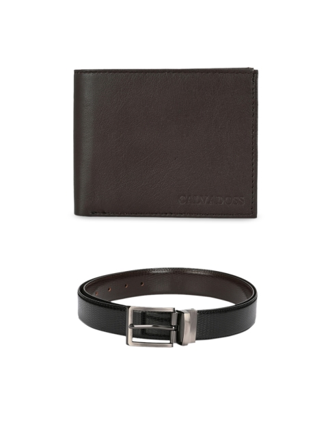 

Calvadoss Men Black & Brown Premium Belt & Wallet Gift Set