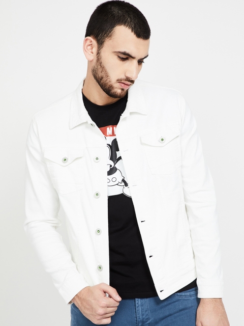 

Bossini Men White Solid Denim Jacket