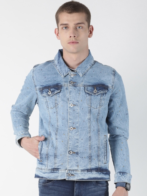 

Blue Saint Men Blue Solid Denim Jacket