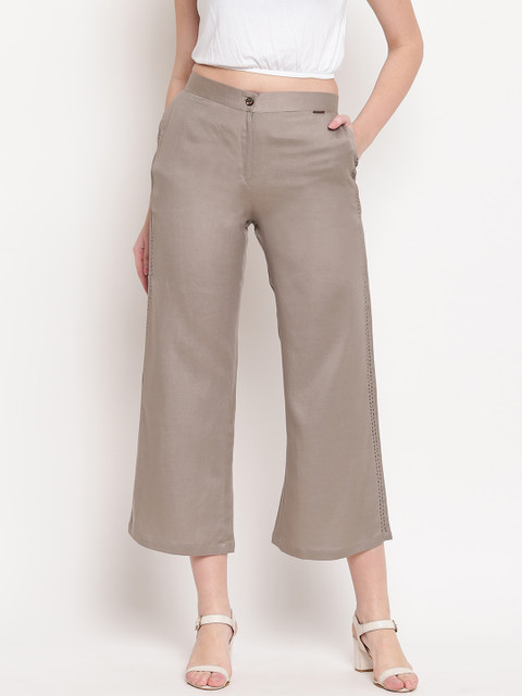

Kvsfab Women Grey Regular Fit Solid Culottes