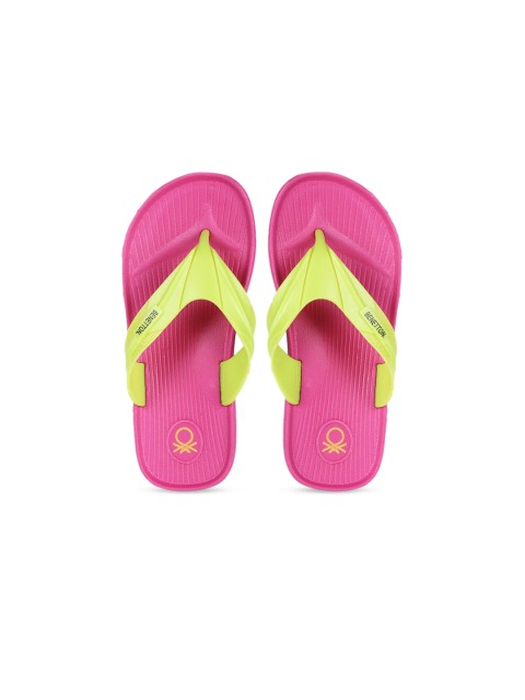 

United Colors of Benetton Boys Yellow & Pink Solid Thong Flip-Flops