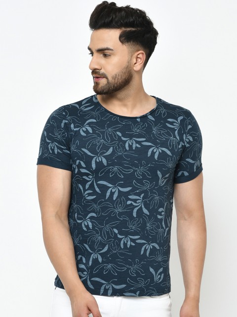 

Rigo Men Blue Printed Round Neck T-shirt