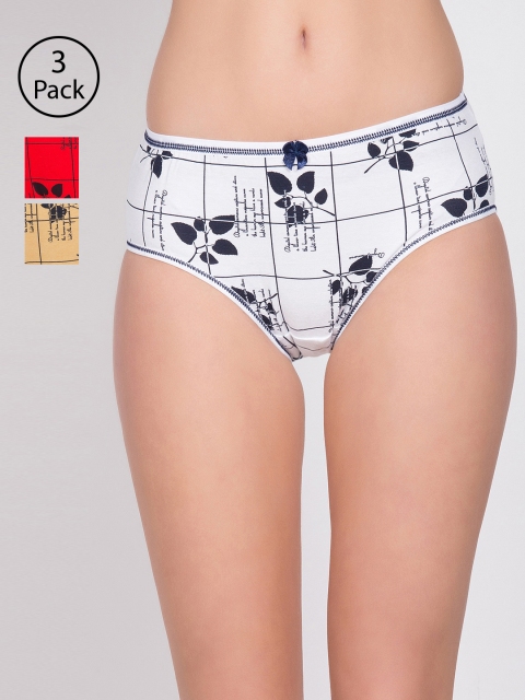 

Lady Lyka Women Pack of 3 Printed Hipster Briefs CATER-PILAR-3, White