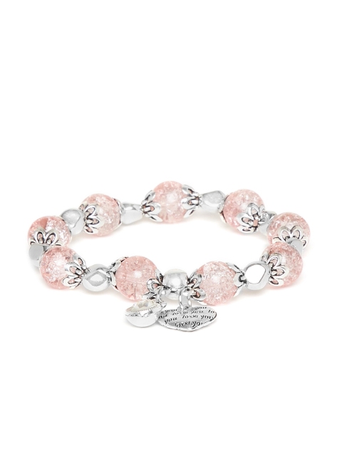 

ZeroKaata Women Pink & Silver-Toned Charm Charm Bracelet
