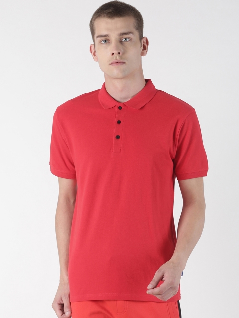 

Blue Saint Men Red Solid Polo Collar T-shirt