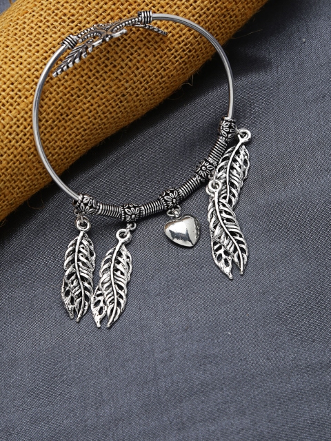 

ZeroKaata Silver-Plated Oxidised Kada Bracelet