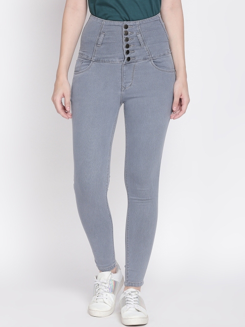 

PURPLE WATER Women Grey Slim Fit High-Rise Clean Look Stretchable Jeans