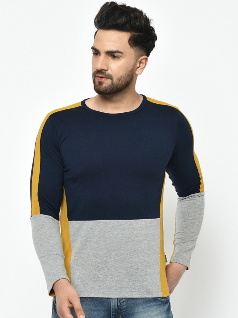 

Rigo Men Blue Colourblocked Round Neck T-shirt