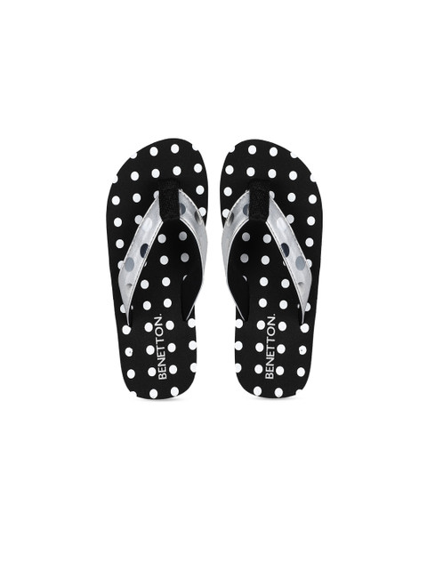 

United Colors of Benetton Boys Black & White Printed Thong Flip-Flops