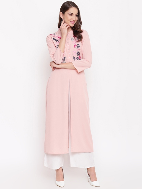 

Napra Women Pink & White Embroidered Kurta with Palazzos