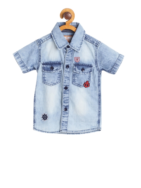 

612 league Boys Blue Regular Fit Faded Casual Shirt