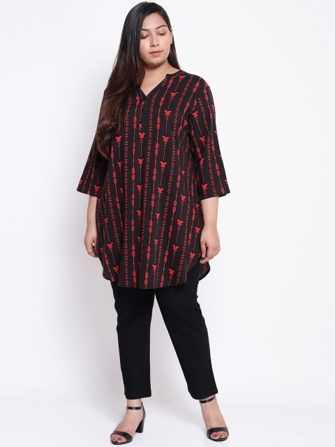 

Amydus Women Black & Red Printed Tunic