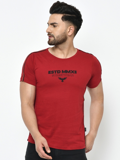 

Rigo Men Maroon Printed Round Neck T-shirt