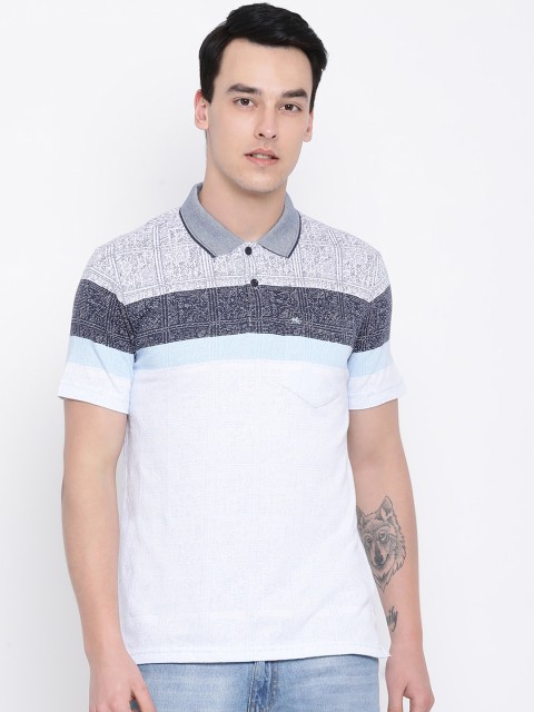 

Monte Carlo Men Grey Striped Polo Collar T-shirt