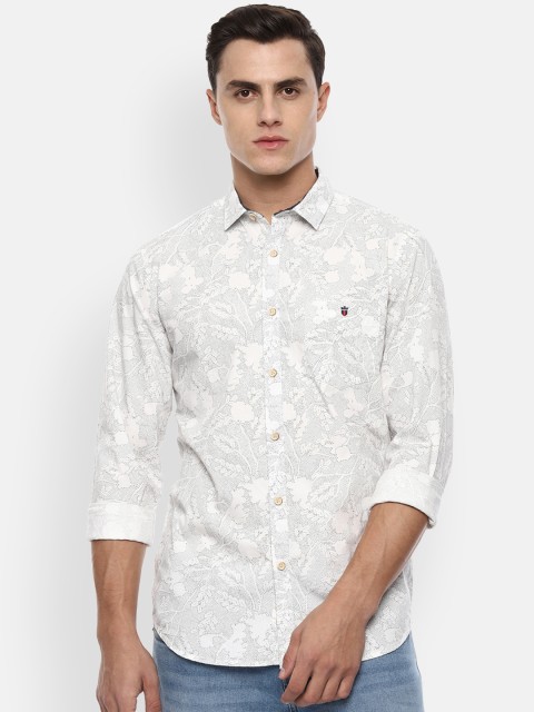 

Louis Philippe Jeans Men Cream-Coloured & Black Slim Fit Printed Casual Shirt