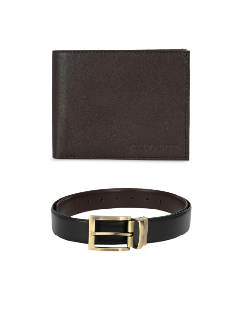 

Calvadoss Men Black & Brown Premium Belt and Wallet Accessory Gift Set
