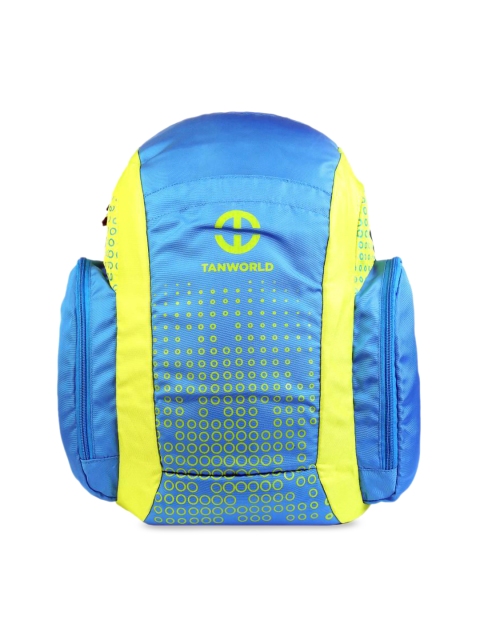 

TAN WORLD Unisex Blue & Fluorescent Green Colourblocked Laptop Backpack