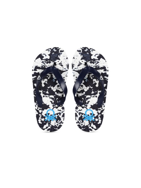 

United Colors of Benetton Boys Blue & White Printed Thong Flip-Flops