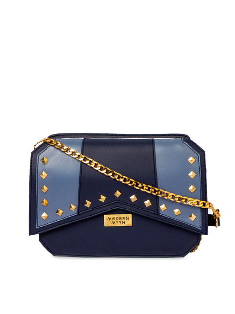 

MODERN MYTH Blue Colourblocked Sling Bag