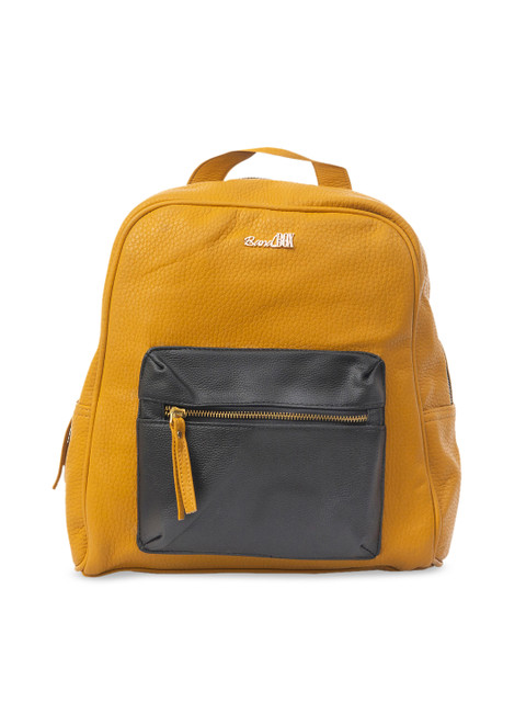 

BandBox Women Mustard Yellow & Grey Colourblocked Backpack