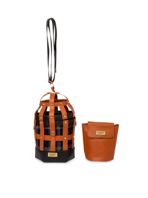 

MODERN MYTH Brown & Black Solid Sling Bag